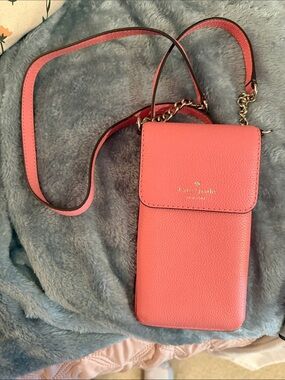 kate spade Coral Pink Leather Phone Crossbody Bag